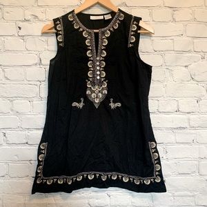 Soft Surroundings black embroidered tunic PM